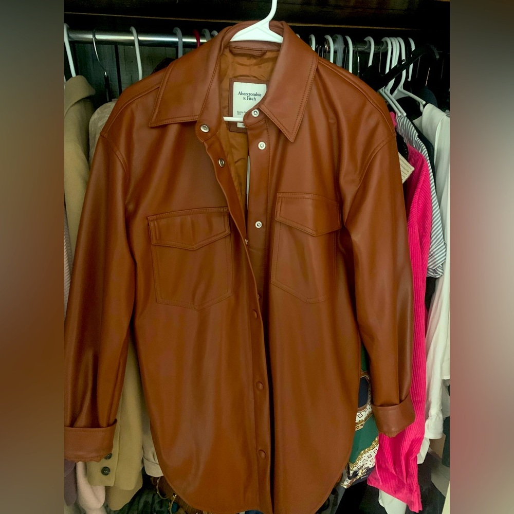NWT medium Abercrombie vegan leather shirt/jacket.